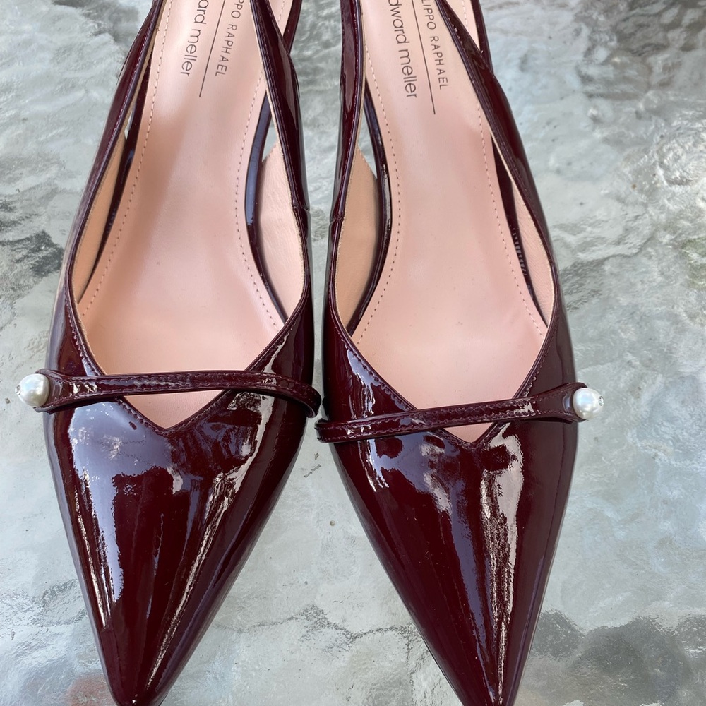 Salvatore Ferragamo Dark Red Patent Leather Heels Burgundy